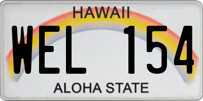 HI license plate WEL154