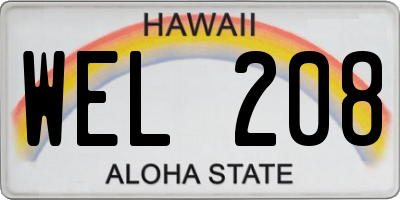 HI license plate WEL208