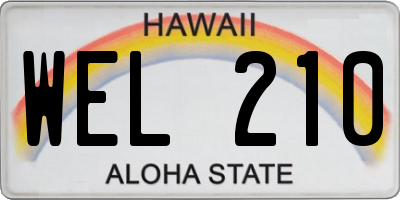 HI license plate WEL210