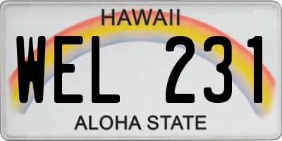 HI license plate WEL231