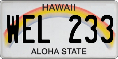 HI license plate WEL233