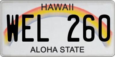 HI license plate WEL260