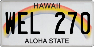 HI license plate WEL270
