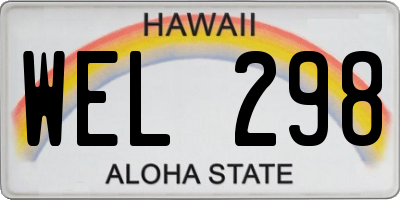 HI license plate WEL298