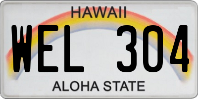 HI license plate WEL304