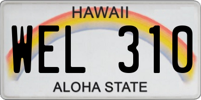 HI license plate WEL310