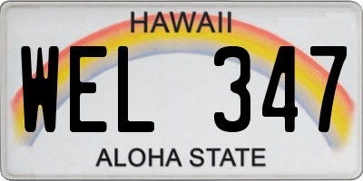 HI license plate WEL347