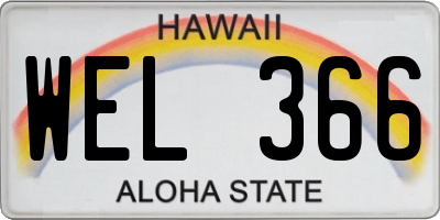 HI license plate WEL366