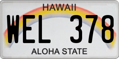 HI license plate WEL378