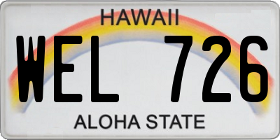 HI license plate WEL726