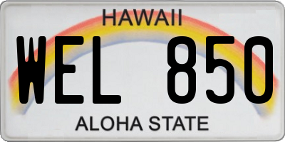 HI license plate WEL850