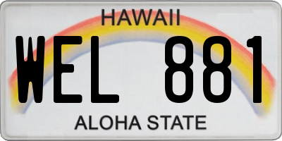 HI license plate WEL881