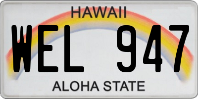HI license plate WEL947