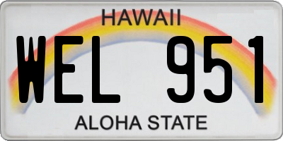 HI license plate WEL951