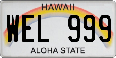 HI license plate WEL999
