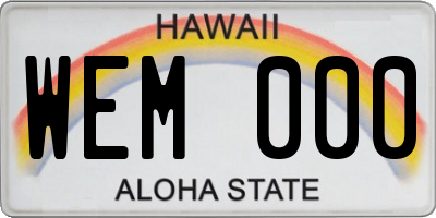 HI license plate WEM000