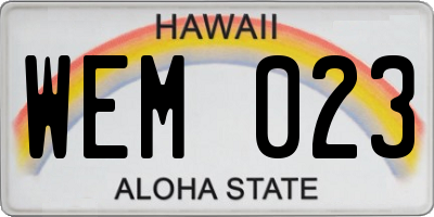 HI license plate WEM023