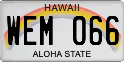 HI license plate WEM066