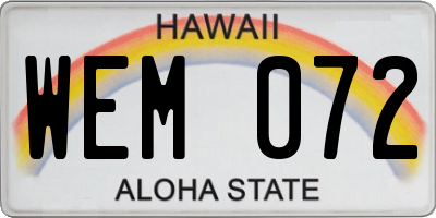 HI license plate WEM072