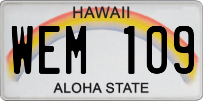 HI license plate WEM109