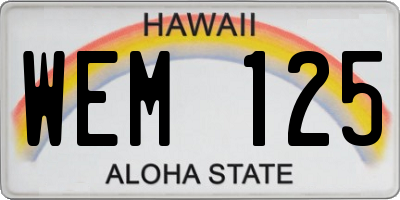 HI license plate WEM125