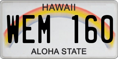 HI license plate WEM160