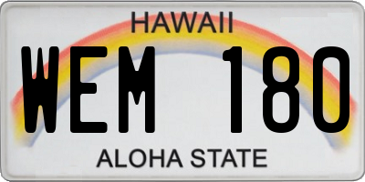 HI license plate WEM180