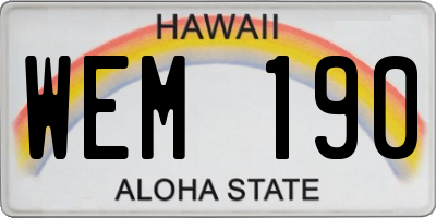 HI license plate WEM190