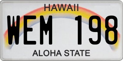 HI license plate WEM198