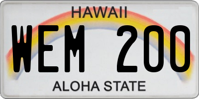 HI license plate WEM200