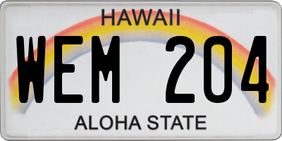 HI license plate WEM204