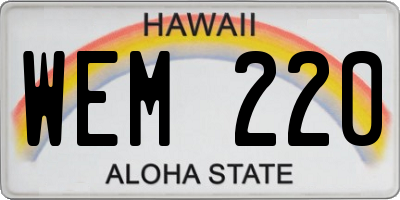 HI license plate WEM220