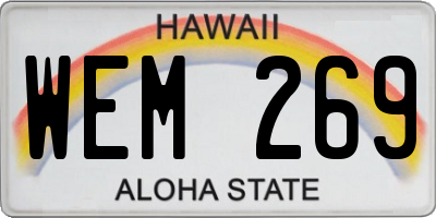 HI license plate WEM269