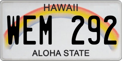 HI license plate WEM292