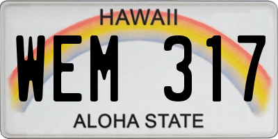 HI license plate WEM317