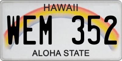 HI license plate WEM352