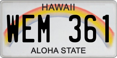 HI license plate WEM361