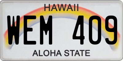 HI license plate WEM409