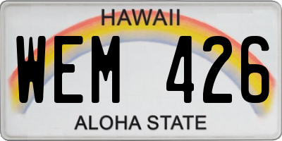 HI license plate WEM426