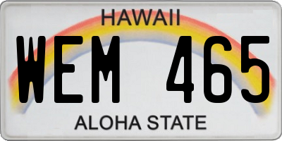 HI license plate WEM465