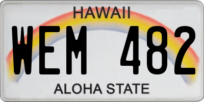 HI license plate WEM482