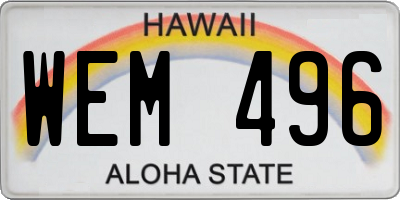 HI license plate WEM496