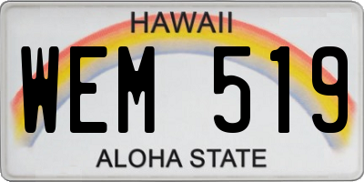 HI license plate WEM519