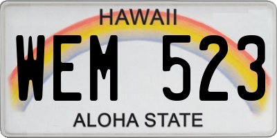 HI license plate WEM523