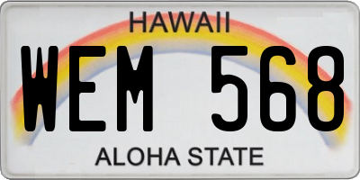 HI license plate WEM568
