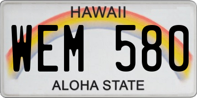 HI license plate WEM580