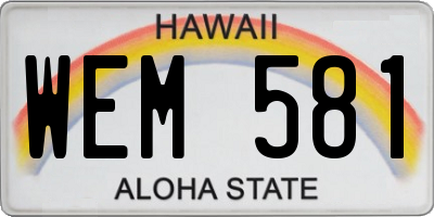 HI license plate WEM581