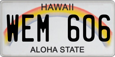 HI license plate WEM606