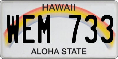 HI license plate WEM733