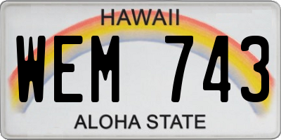 HI license plate WEM743